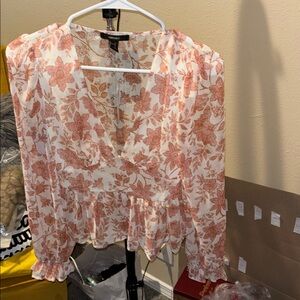 Forever 21 Floral Blouse in Pink and White